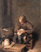 Boy Ridding his Dog of Fleas sg TERBORCH, Gerard